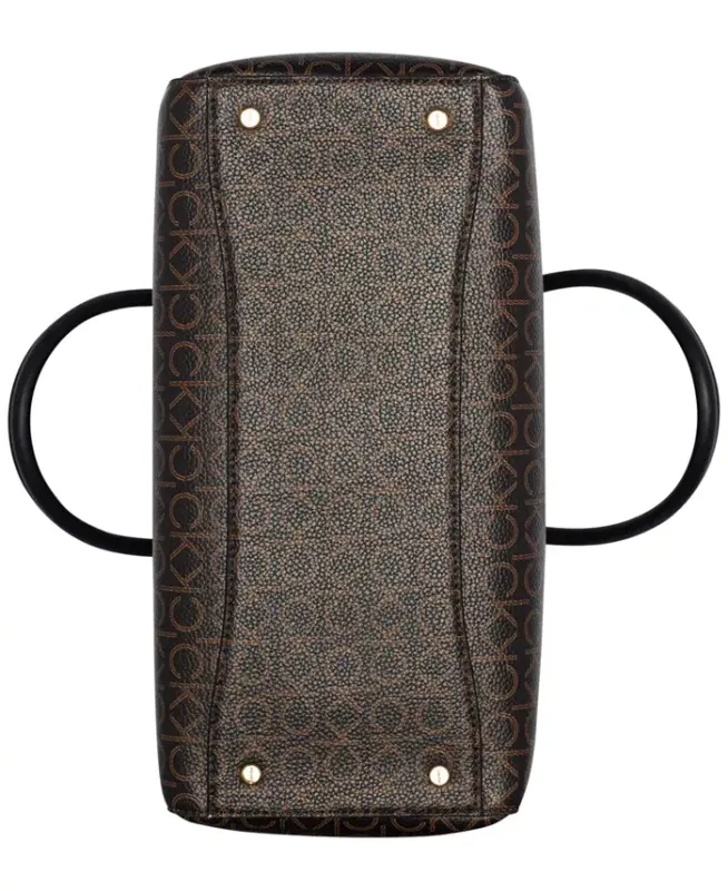 Becky Signature Uch Kompartmentli Turnlock Convertible Tote-Jigarrang Xaki/Qora - 6