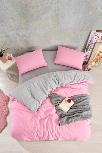 Bed Linen World Solid Pink Double Bed Linen Set - 1