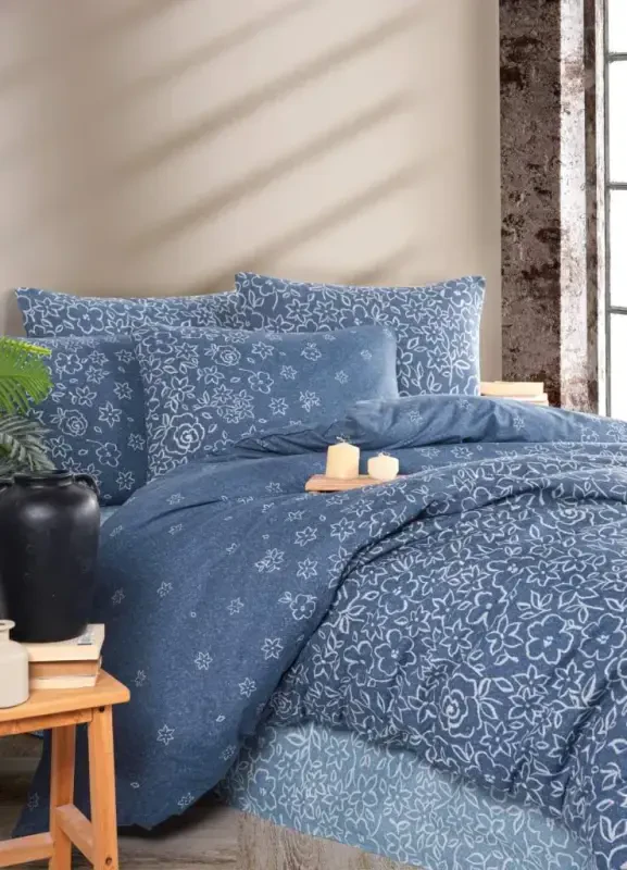 Nevresim Dünyası Ranforce Double Duvet Cover Set Narin Navy Blue - 2