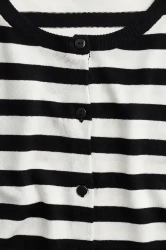 Bedene Oturan Hırka-Siyah/Çizgili - 4