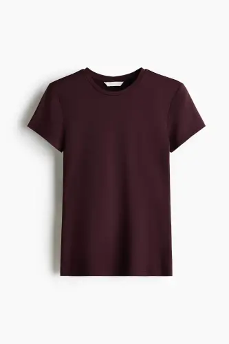 Bedene Oturan Mikrofiber Tişört - Bordo - 4