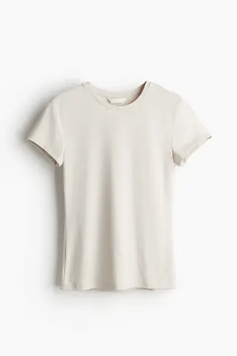 Bedene Oturan Mikrofiber Tişört-Light beige - H&M (1)