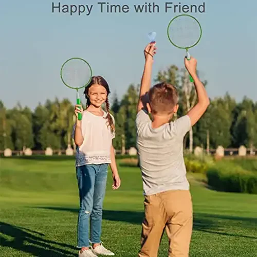 Бэдминтонные ракетки для детей, набор для игры в ракетку с 12 воланами, легкая сумка для переноски, для детей, профессионалов, начинающих игроков, для игры в помещении и на открытом воздухе - 6