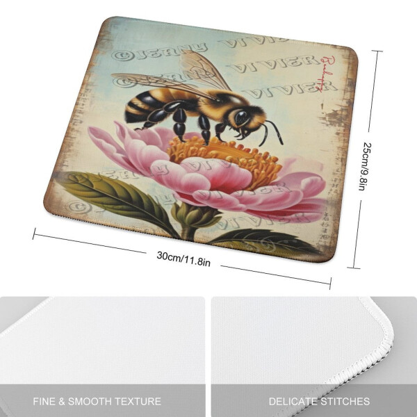 Bee Gaming Mouse Pad Custom, Bee Mouse Pads for Wireless Mouse Desk Accessories, Small Mouse Pads for Desk, Stitched Edge Mousepad with Non-Slip Rubber Base 10