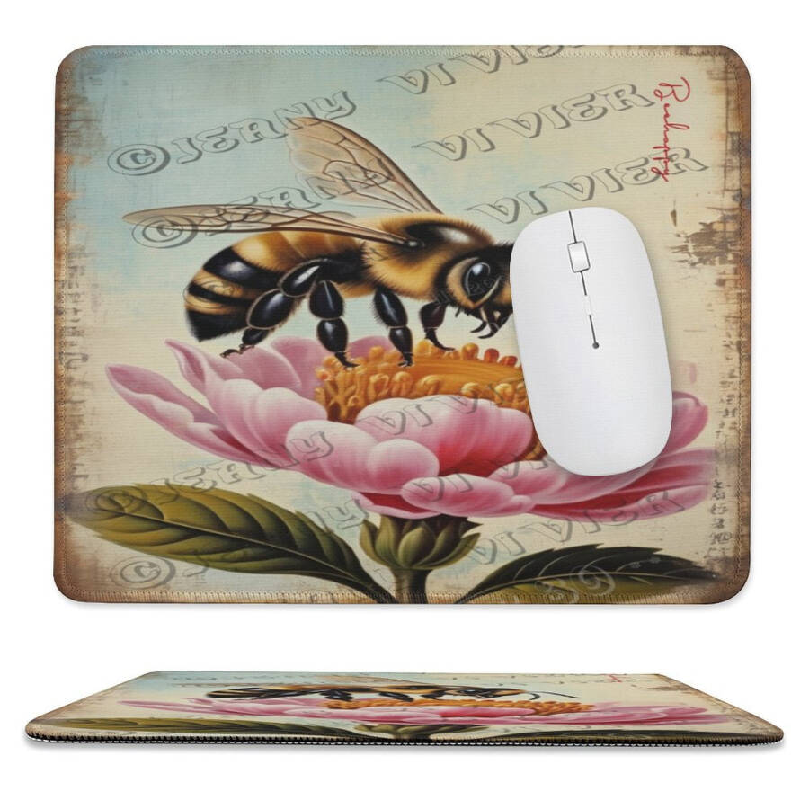 Bee Gaming Mouse Pad Custom, Bee Mouse Pads simsiz sichqoncha uchun stol aksessuarlari, stol uchun kichik sichqoncha osti, sirpanmas kauchuk taglikli tikilgan chekli sichqoncha osti 10