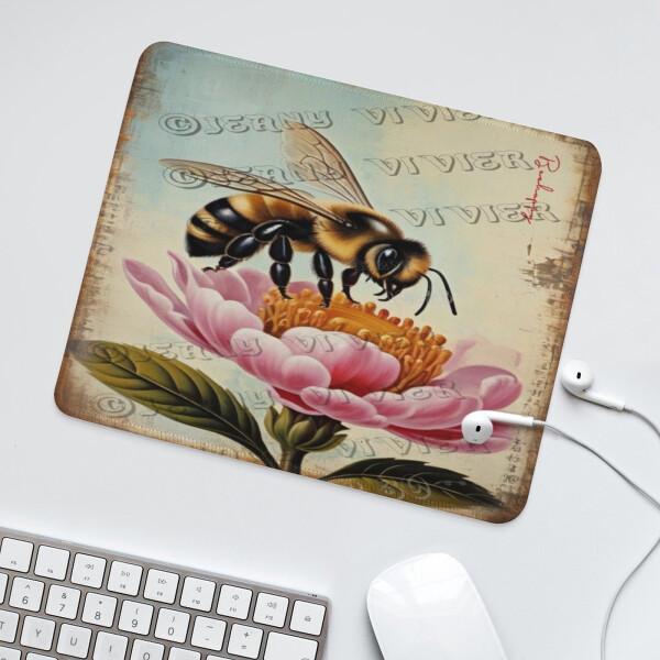 Bee Gaming Mouse Pad Custom, Bee Mouse Pads simsiz sichqoncha uchun stol aksessuarlari, stol uchun kichik sichqoncha osti, sirpanmas kauchuk taglikli tikilgan chekli sichqoncha osti 10