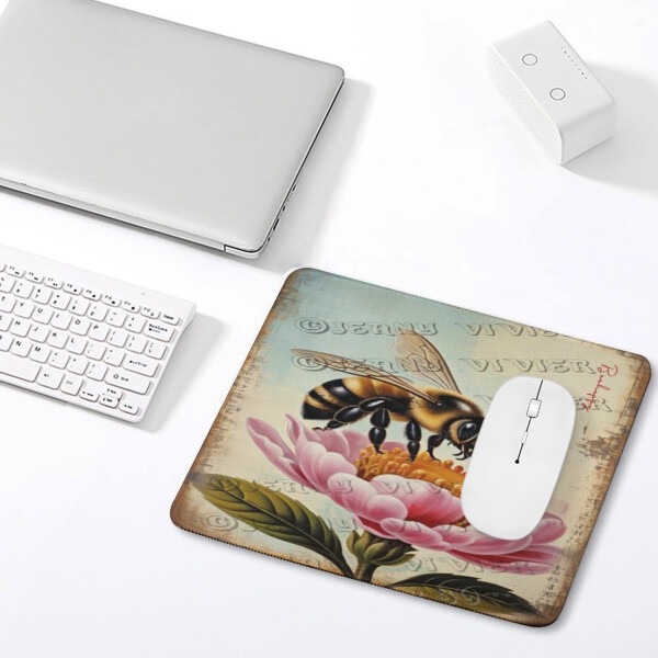 Bee Gaming Mouse Pad Custom, Bee Mouse Pads simsiz sichqoncha uchun stol aksessuarlari, stol uchun kichik sichqoncha osti, sirpanmas kauchuk taglikli tikilgan chekli sichqoncha osti 10