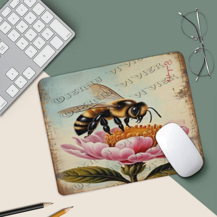 Bee Gaming Mouse Pad Custom, Bee Mouse Pads simsiz sichqoncha uchun stol aksessuarlari, stol uchun kichik sichqoncha osti, sirpanmas kauchuk taglikli tikilgan chekli sichqoncha osti 10