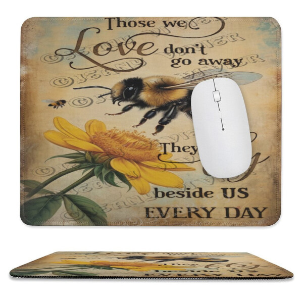 Bee Gaming Mouse Pad Custom, Simsiz Sichqoncha Stol Aksessuarlari uchun Vintaj Sichqoncha Padlari, Stol uchun Kichik Sichqoncha Padlari, Qaytmas Kauchuk Taglikli Tikilgan Chegara Sichqoncha Pad 10