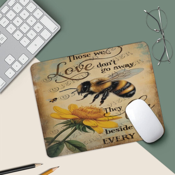 Bee Gaming Mouse Pad Custom, Simsiz Sichqoncha Stol Aksessuarlari uchun Vintaj Sichqoncha Padlari, Stol uchun Kichik Sichqoncha Padlari, Qaytmas Kauchuk Taglikli Tikilgan Chegara Sichqoncha Pad 10