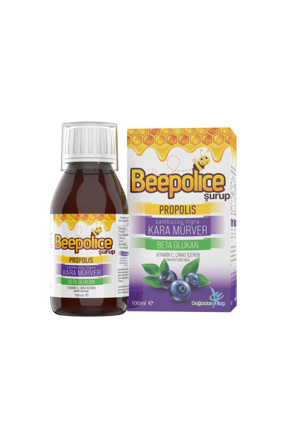 BEE POLİCE PROPOLIS ELDERBERRY BETA GLUCAN VITAMIN C ZINC SUPPLEMENTARY FOOD 100 ML SYRUP - 1