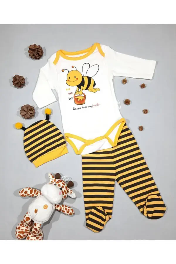 Bee Themed 3-Piece Baby Set Bodysuit Hospital Outfit - 1