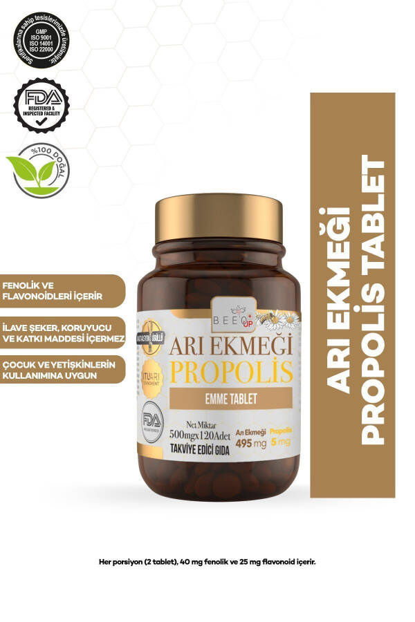 Bee'o Up Arı Ekmeği Propolis Emme Tableti 500mgx120 Adet - 5