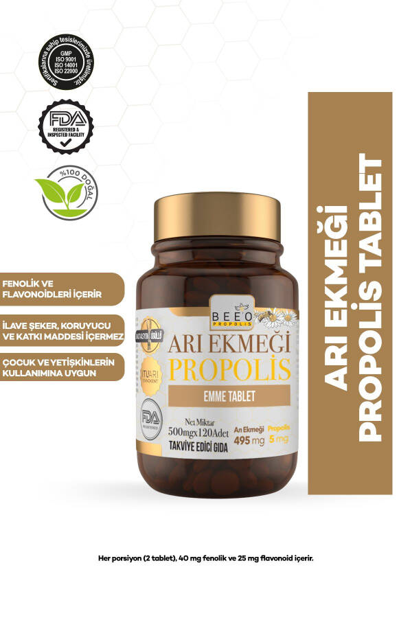 Bee'o Up Arı Ekmeği Propolis Emme Tableti 500mgx120 Adet - 4