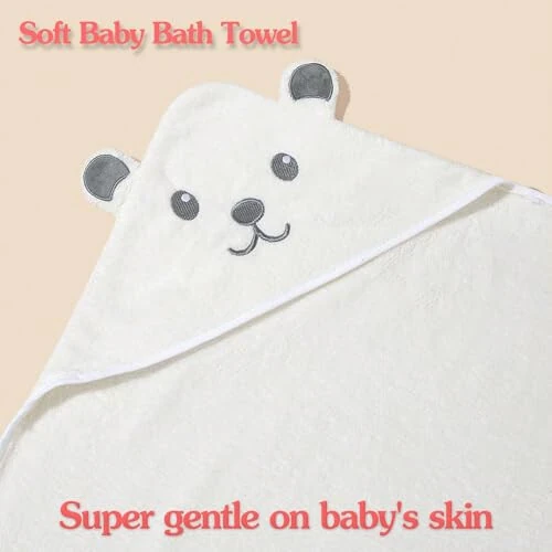 BEFACL 2 Pack Baby Towels with Hood and 5 Baby Washcloths, for Newborn Unisex, 31.5x31.5 in Ultra Absorbent Soft Hooded Bath Towel Set Gift for Boys Girls, Babies, Infant, Toddler, Newborn Essential - 48
