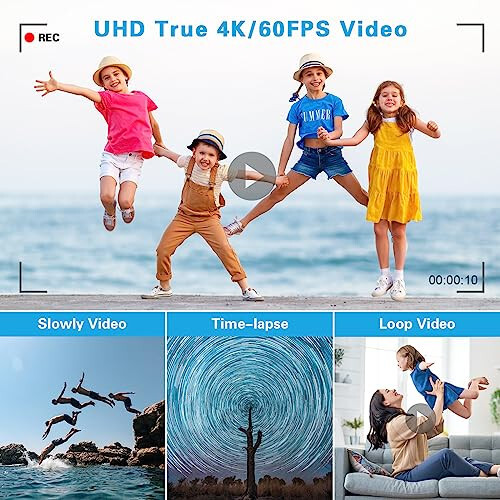 Beginner Digital Camera with SD Card, 64MP Photo/4K Video 60FPS, Dual Screens 2.8”/16x Zoom/Time-Lapse/Slow-Motion/Autofocus/Manual Focus, Vlogging Camera for YouTube - 2