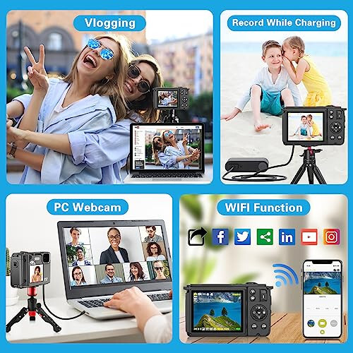 Beginner Digital Camera with SD Card, 64MP Photo/4K Video 60FPS, Dual Screens 2.8”/16x Zoom/Time-Lapse/Slow-Motion/Autofocus/Manual Focus, Vlogging Camera for YouTube - 5