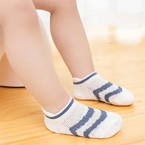 BEHELE Baby Grip Socks Toddler Non Slip Thin Mesh Infant Pointelle Eyelet Socks Unisex Girl Boy No Show Floor Ankle Socks - MODAZONE (1)