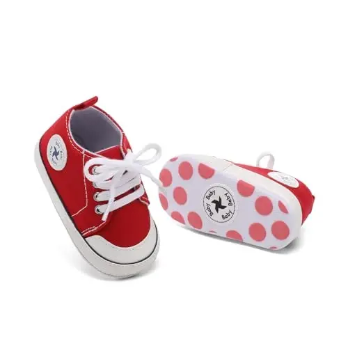BEIDI Baby Girl Boy Shoes 0-18 Months,Infant Unique Essentials Gifts,Unisex Newborn Doll Slip-on Soft Sole High-top Frist Walking Sneakers - 4