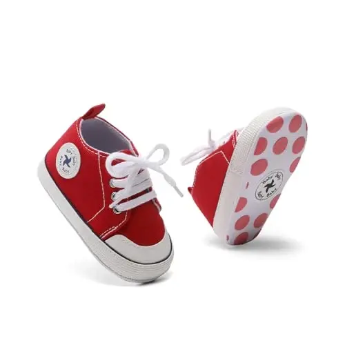 BEIDI Baby Girl Boy Shoes 0-18 Months,Infant Unique Essentials Gifts,Unisex Newborn Doll Slip-on Soft Sole High-top Frist Walking Sneakers - 5