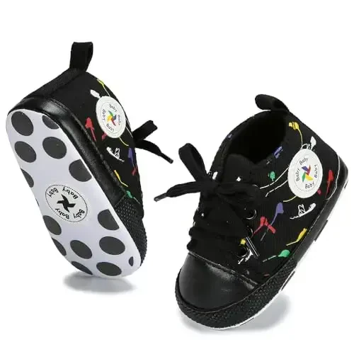 BEIDI Baby Girl Boy Shoes 0-18 Months,Infant Unique Essentials Gifts,Unisex Newborn Doll Slip-on Soft Sole High-top Frist Walking Sneakers - 6