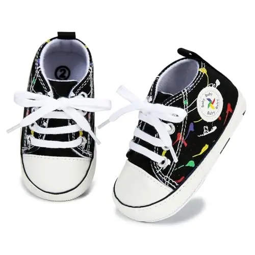 BEIDI Baby Girl Boy Shoes 0-18 Months,Infant Unique Essentials Gifts,Unisex Newborn Doll Slip-on Soft Sole High-top Frist Walking Sneakers - 4