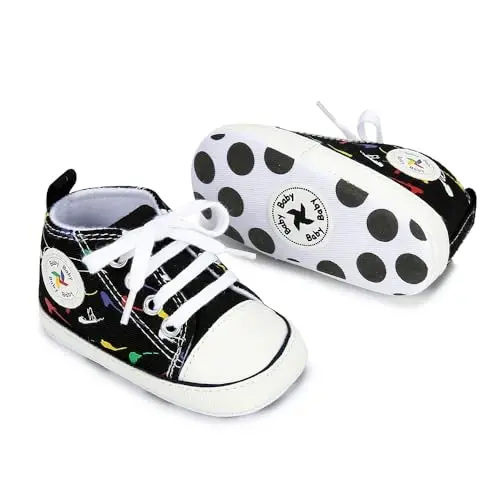 BEIDI Baby Girl Boy Shoes 0-18 Months,Infant Unique Essentials Gifts,Unisex Newborn Doll Slip-on Soft Sole High-top Frist Walking Sneakers - 7