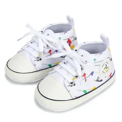 BEIDI Baby Girl Boy Shoes 0-18 Months,Infant Unique Essentials Gifts,Unisex Newborn Doll Slip-on Soft Sole High-top Frist Walking Sneakers - 4