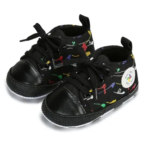 BEIDI Baby Girl Boy Shoes 0-18 Months,Infant Unique Essentials Gifts,Unisex Newborn Doll Slip-on Soft Sole High-top Frist Walking Sneakers - 3