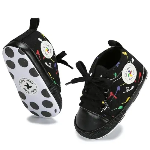 BEIDI Baby Girl Boy Shoes 0-18 Months,Infant Unique Essentials Gifts,Unisex Newborn Doll Slip-on Soft Sole High-top Frist Walking Sneakers - 6