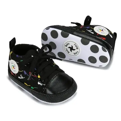 BEIDI Baby Girl Boy Shoes 0-18 Months,Infant Unique Essentials Gifts,Unisex Newborn Doll Slip-on Soft Sole High-top Frist Walking Sneakers - 2
