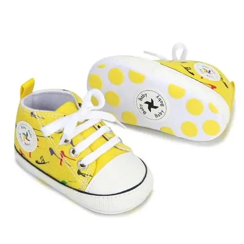 BEIDI Baby Girl Boy Shoes 0-18 Months,Infant Unique Essentials Gifts,Unisex Newborn Doll Slip-on Soft Sole High-top Frist Walking Sneakers - 2