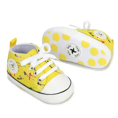 BEIDI Baby Girl Boy Shoes 0-18 Months,Infant Unique Essentials Gifts,Unisex Newborn Doll Slip-on Soft Sole High-top Frist Walking Sneakers - 2