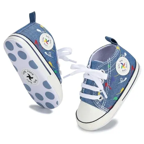 BEIDI Baby Girl Boy Shoes 0-18 Months,Infant Unique Essentials Gifts,Unisex Newborn Doll Slip-on Soft Sole High-top Frist Walking Sneakers - 5