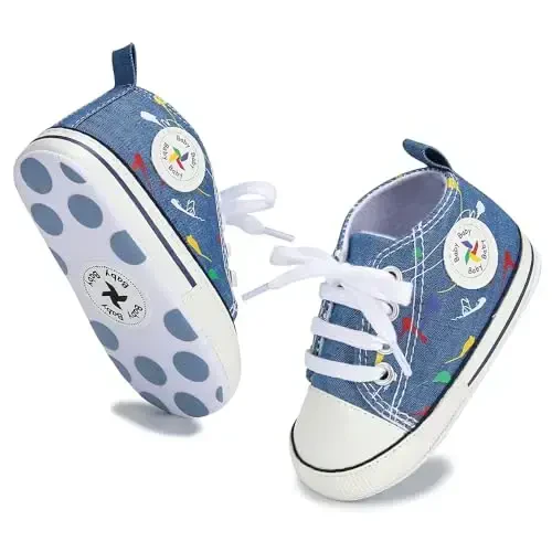 BEIDI Baby Girl Boy Shoes 0-18 Months,Infant Unique Essentials Gifts,Unisex Newborn Doll Slip-on Soft Sole High-top Frist Walking Sneakers - 5
