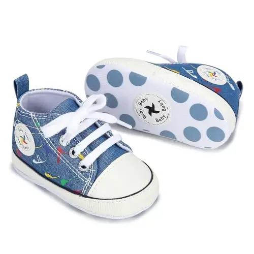 BEIDI Baby Girl Boy Shoes 0-18 Months,Infant Unique Essentials Gifts,Unisex Newborn Doll Slip-on Soft Sole High-top Frist Walking Sneakers - 4