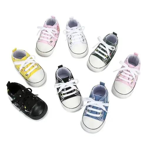 BEIDI Baby Girl Boy Shoes 0-18 Months,Infant Unique Essentials Gifts,Unisex Newborn Doll Slip-on Soft Sole High-top Frist Walking Sneakers - 6