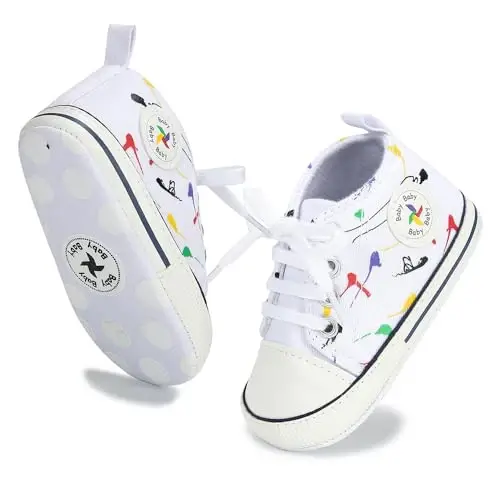 BEIDI Baby Girl Boy Shoes 0-18 Months,Infant Unique Essentials Gifts,Unisex Newborn Doll Slip-on Soft Sole High-top Frist Walking Sneakers - 5