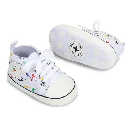 BEIDI Baby Girl Boy Shoes 0-18 Months,Infant Unique Essentials Gifts,Unisex Newborn Doll Slip-on Soft Sole High-top Frist Walking Sneakers - 2