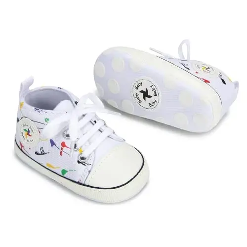 BEIDI Baby Girl Boy Shoes 0-18 Months,Infant Unique Essentials Gifts,Unisex Newborn Doll Slip-on Soft Sole High-top Frist Walking Sneakers - 2