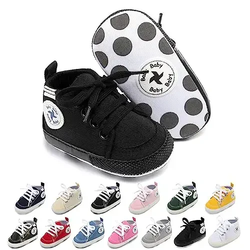 BEIDI Baby Girl Boy Shoes 0-18 Months,Infant Unique Essentials Gifts,Unisex Newborn Doll Slip-on Soft Sole High-top Frist Walking Sneakers - 1