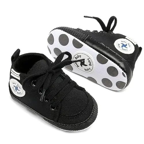 BEIDI Baby Girl Boy Shoes 0-18 Months,Infant Unique Essentials Gifts,Unisex Newborn Doll Slip-on Soft Sole High-top Frist Walking Sneakers - 4