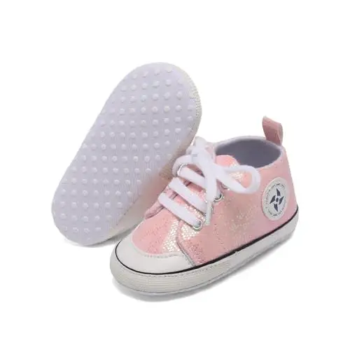 BEIDI Baby Girl Boy Shoes 0-18 Months,Infant Unique Essentials Gifts,Unisex Newborn Doll Slip-on Soft Sole High-top Frist Walking Sneakers - 4