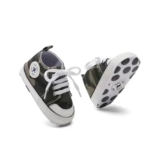 BEIDI Baby Girl Boy Shoes 0-18 Months,Infant Unique Essentials Gifts,Unisex Newborn Doll Slip-on Soft Sole High-top Frist Walking Sneakers - 5