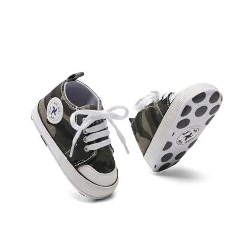 BEIDI Baby Girl Boy Shoes 0-18 Months,Infant Unique Essentials Gifts,Unisex Newborn Doll Slip-on Soft Sole High-top Frist Walking Sneakers - 5