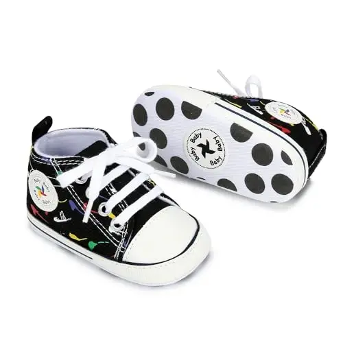 BEIDI Baby Girl Boy Shoes 0-18 Months,Infant Unique Essentials Gifts,Unisex Newborn Doll Slip-on Soft Sole High-top Frist Walking Sneakers - 5