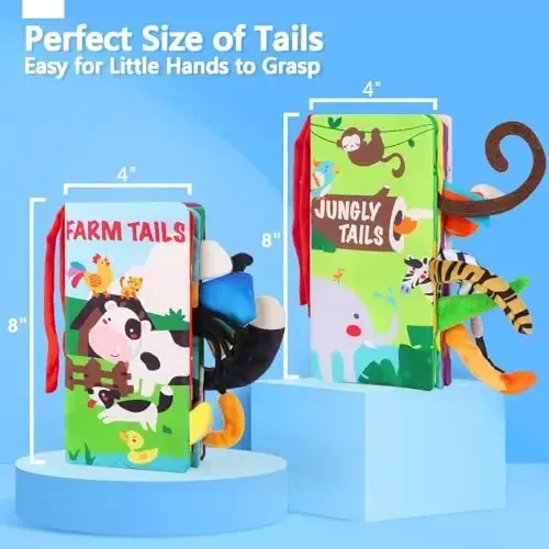 beiens Baby Books 0-6 Months, 2PCS Baby Toys 0-3-6-12-18 Months, Touch Feel Sensory Cloth Crinkle Soft Books, Tummy Time Stroller Infant Newborn Toys, Boy Girl Shower Gifts - 3