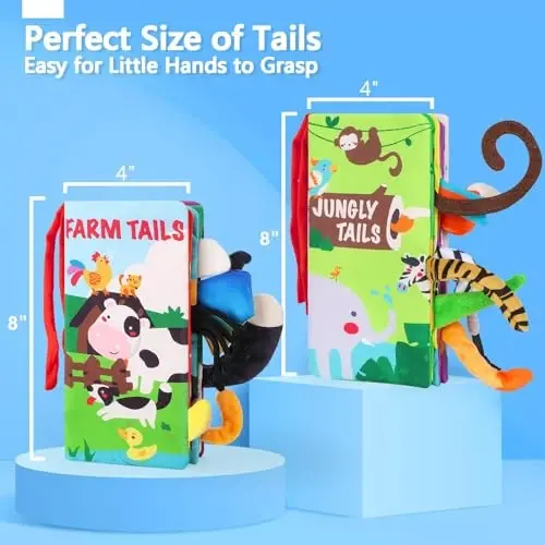 beiens Baby Books 0-6 Months, 2PCS Baby Toys 0-3-6-12-18 Months, Touch Feel Sensory Cloth Crinkle Soft Books, Tummy Time Stroller Infant Newborn Toys, Boy Girl Shower Gifts - 3