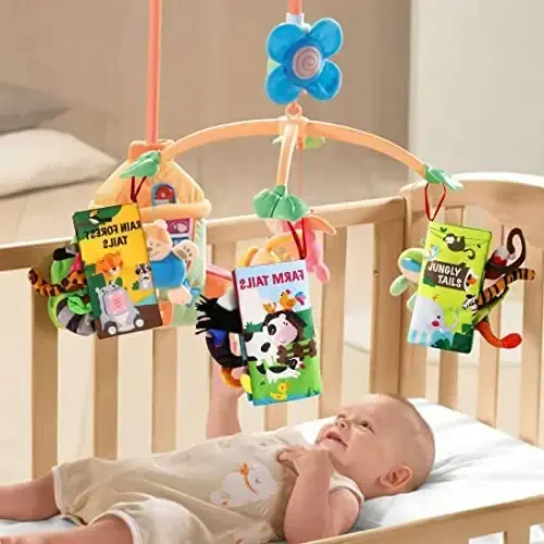 beiens Baby Books Toys, Baby Books 0-6 Months, 3PCS Touch and Feel Cloth Crinkle Soft Books, Toys for 0-3-6-12-18 Months Infant Newborn Baby Boy Girl Shower Gifts Set - 5