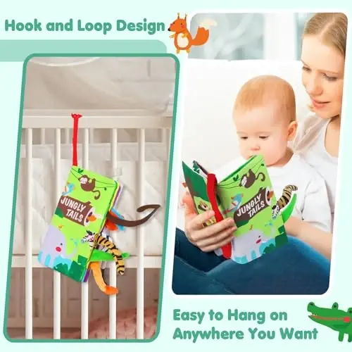 beiens Baby Books Toys, Touch and Feel Crinkle Cloth Book for Infant Baby 0-3-6-12-18 Months, Early Development Interactive Stroller Soft Toys, Shower Gifts Christmas Stocking Stuffers for Boys Girls - 3